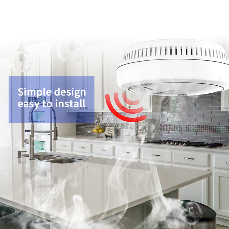Tuya Smart Life-Detector de humo con WiFi, alarma de sonido, protección contra incendios, sistema de seguridad para el hogar a través de la aplicación Smart Life