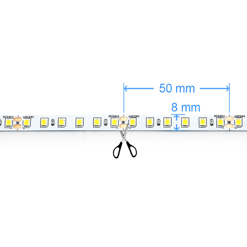 Bande lumineuse LED simple de 20 mètres de long, 2835 dc 24v, 120 diodes/m, Flexible, toute la longueur est de 20 m, barre de lampe douce Bande lumineuse à LED blanche chaude sans chute de tension