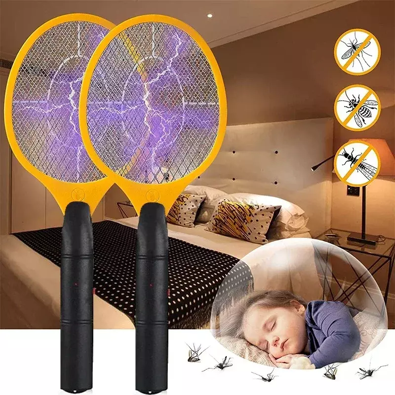 Electric Fly Insect Bug Zapper Bat Handheld Insect Fly Swatter Racket Portable Mosquitos Killer Pest Control for Bedroom Insects
