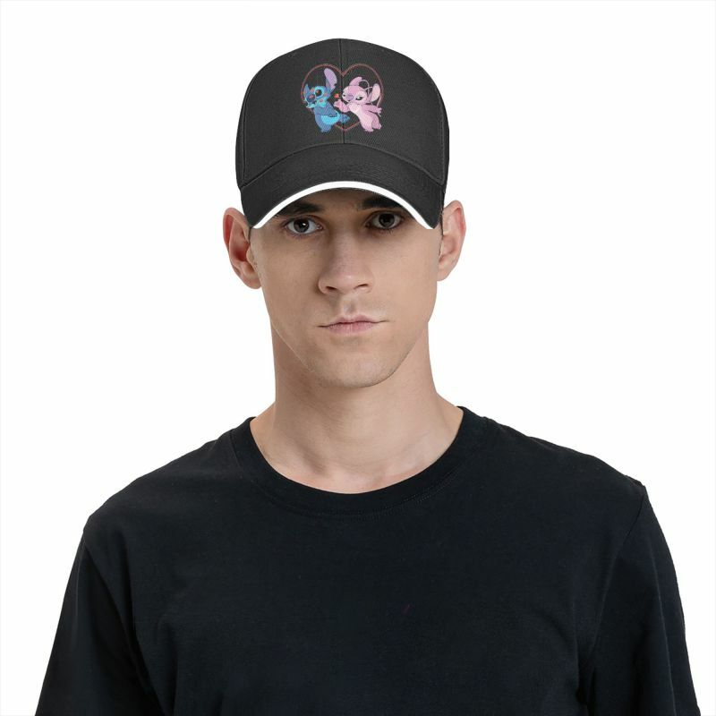 Custom Unisex Disney Stitch Lilo Angel Heart Kisses Baseball Cap Adult Adjustable Dad Hat Women Men Hip Hop
