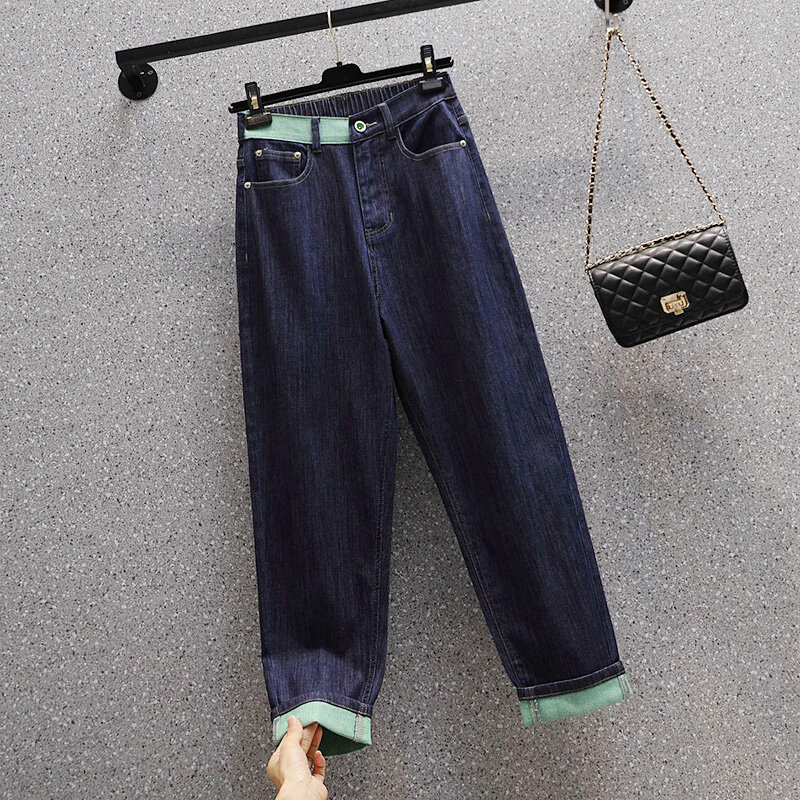 2023 kobiet wiosenny i jesienny nowy wysoki stan luźne jeansy damskie luźny dżins spodnie haremowe damskie modne spodnie długi Casual S612