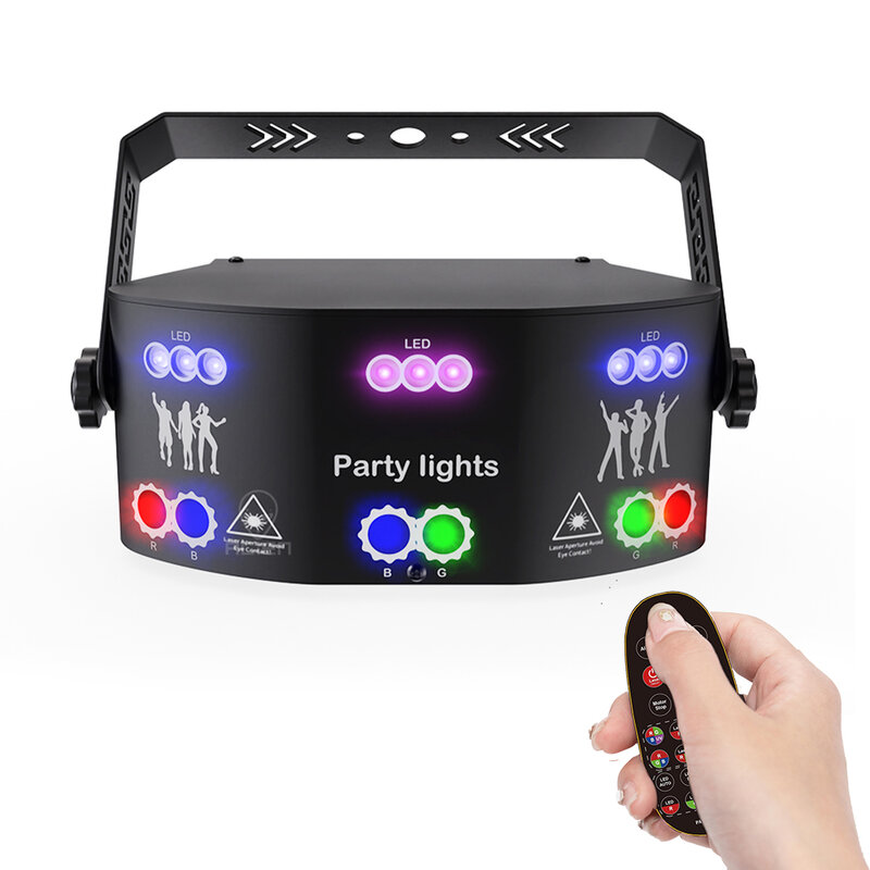 ALIEN-proyector de luz láser RGB con 15 ojos para DJ, proyector estroboscópico remoto DMX, efecto de iluminación de escenario, fiesta de Navidad, vacaciones y Halloween