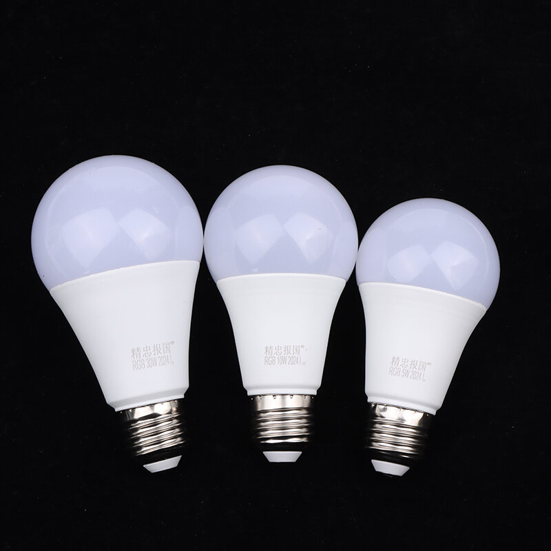 Lampu Sorot E27 220V, bohlam cahaya LED RGB 5/7/10/15/20/30W Remote kontrol IR dapat diganti warna-warni dapat diredupkan RGBW