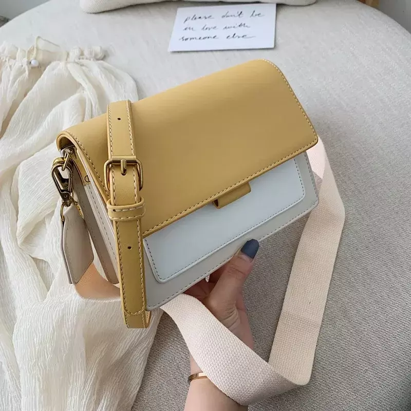 Sl03 kontrast farbene Leder Umhängetaschen für Frauen Reisetasche Mode einfache Schulter Messenger