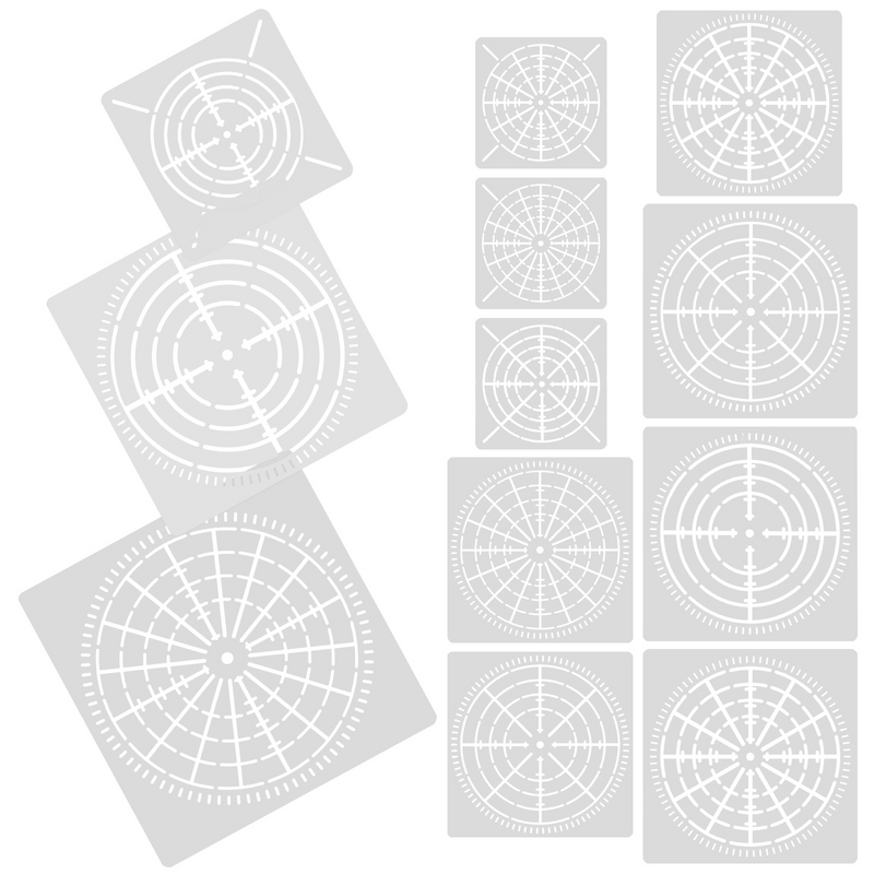 12แผ่นเครื่องมือ Mandala บูลฟ์อายสไปเดอร์เว็บสายเสริม DIY ภาพวาดเคมีคณิตศาสตร์แม่แบบสำหรับสัตว์เลี้ยงแม่แบบ