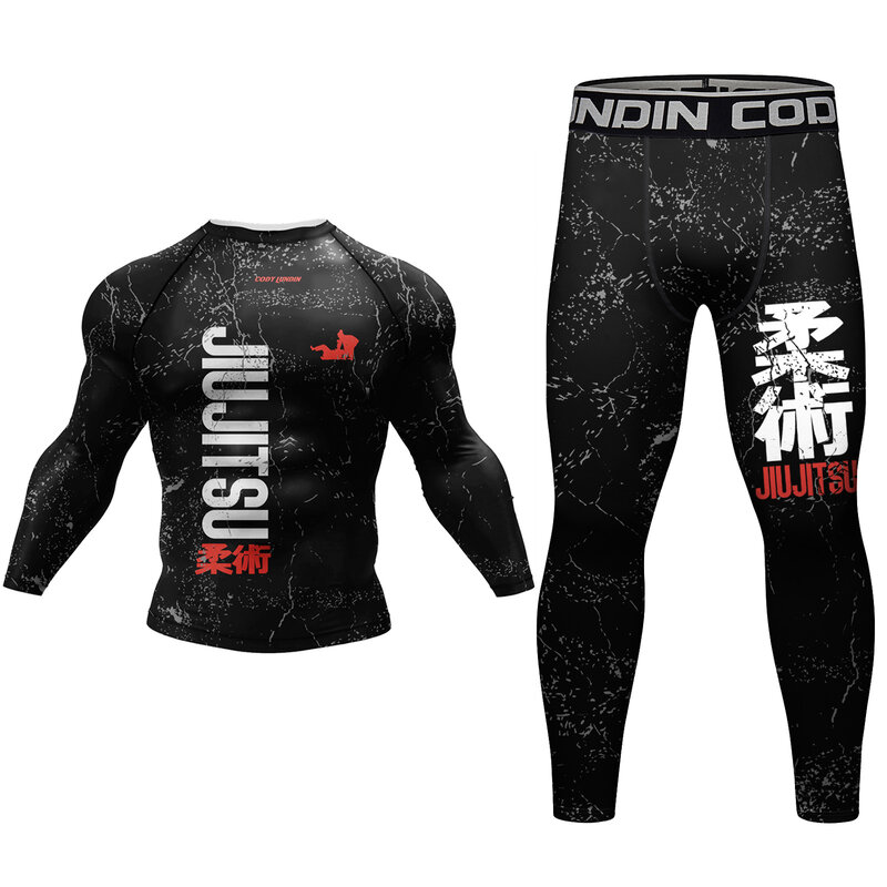 주짓수 노기 셔츠 및 스판덱스 바지, MMA 유니폼 운동 세트, UPF 50 자외선 차단 의류, 맞춤형 코디 세트