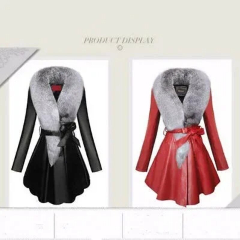 Fashion Faux Fur Coat Women Winter Female Sheepskin Coats Pure Color  Fox  Collars Snap Fastener s2023 New E95