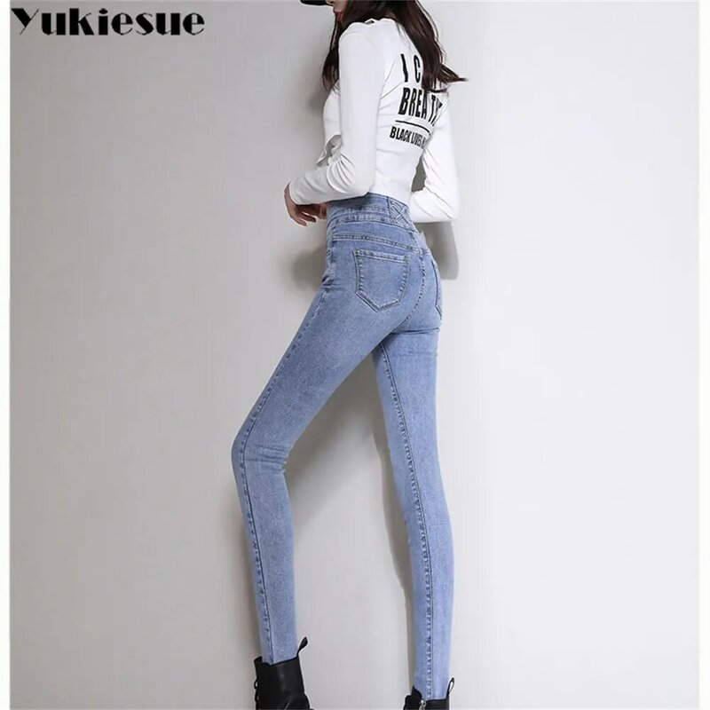 Pantalones vaqueros de cintura alta para mujer, Jeans rectos cálidos de estilo coreano Vintage, ropa de calle informal holgada, Otoño e Invierno