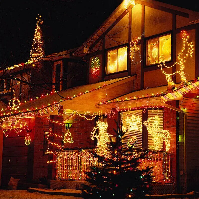 سلسلة ضوء 100LED 10 متر عيد الميلاد/الزفاف/حفلة أضواء الديكور جارلاند التيار المتناوب 110 فولت 220 فولت في الهواء الطلق إضاءة مقاومة للماء مصباح 9 ألوان Led
