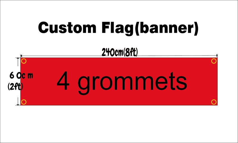 مخصص 2x8FT راية 60X240cm أي حجم العلامة التجارية شعار نادي رياضي داخلي في الهواء الطلق حية اللون الديكور تعزيز مزدوجة مخيط