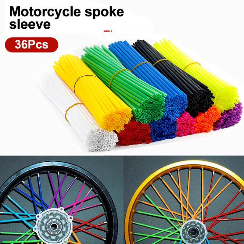 17/24cm Dirt Bike Spoke Covers Motorcycle Wheel Rim Spoke Wrap Kit Skins Protector Cover For Motocross Bicycle Bike Universal
