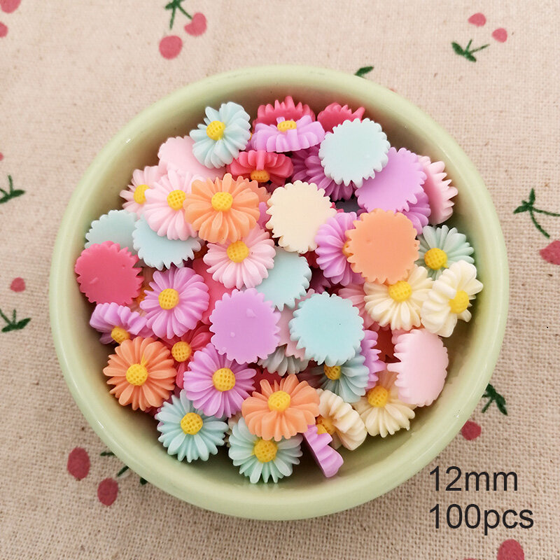 Resin Mix Color Daisy Flower Flat Back Resin Cabochon DIY Craft For Jewelry Hand Making Accessories Phone Case Decoration