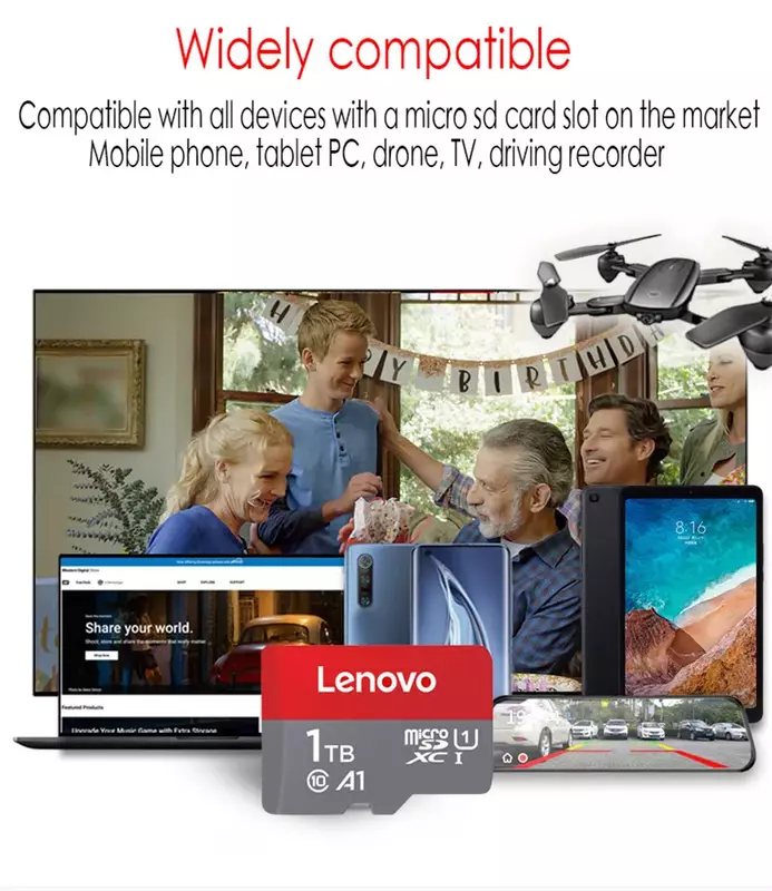 Lenovo-tarjeta de memoria Flash Micro TF para teléfono/ordenador/cámara, Original, SD 1TB, 256GB, 512GB, 128gb, 64GB, envío directo