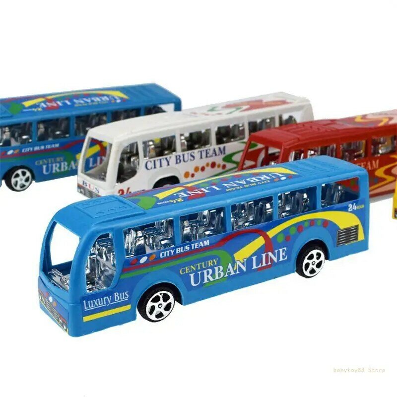 Y4ud 5.5in bebê puxar para trás carro ônibus modelo brinquedo inércia para jogar veículo mini fricção cidade ônibus carro para +