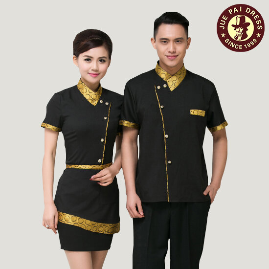 Short Sleeve Stylish Waiter Uniforms And Restaurant Uniforms
