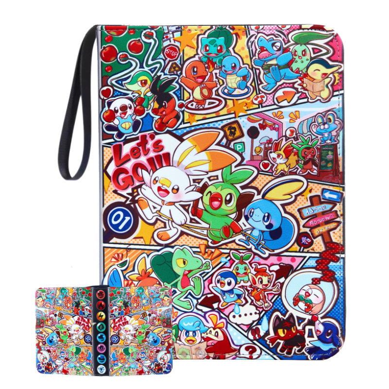 400pcs Pokemon Children's Toys Map Binder Album Book Business Card Holder Card Protective Cover PU Leather Zipper Card Bag Gift