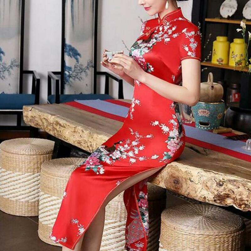 Пикантное женское китайское платье Ципао в китайском стиле, винтажное классическое китайское платье с драконом и Фениксом, длинные платья 4XL, 5XL, 6XL