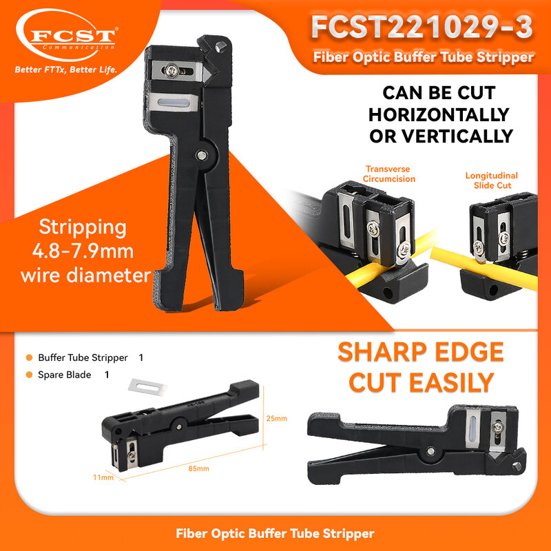 FCST pengupas kabel koaksial serat optik, 45-162 45-163 45-165, pengupas kabel optik Slitter alat Beam tabung pengupas