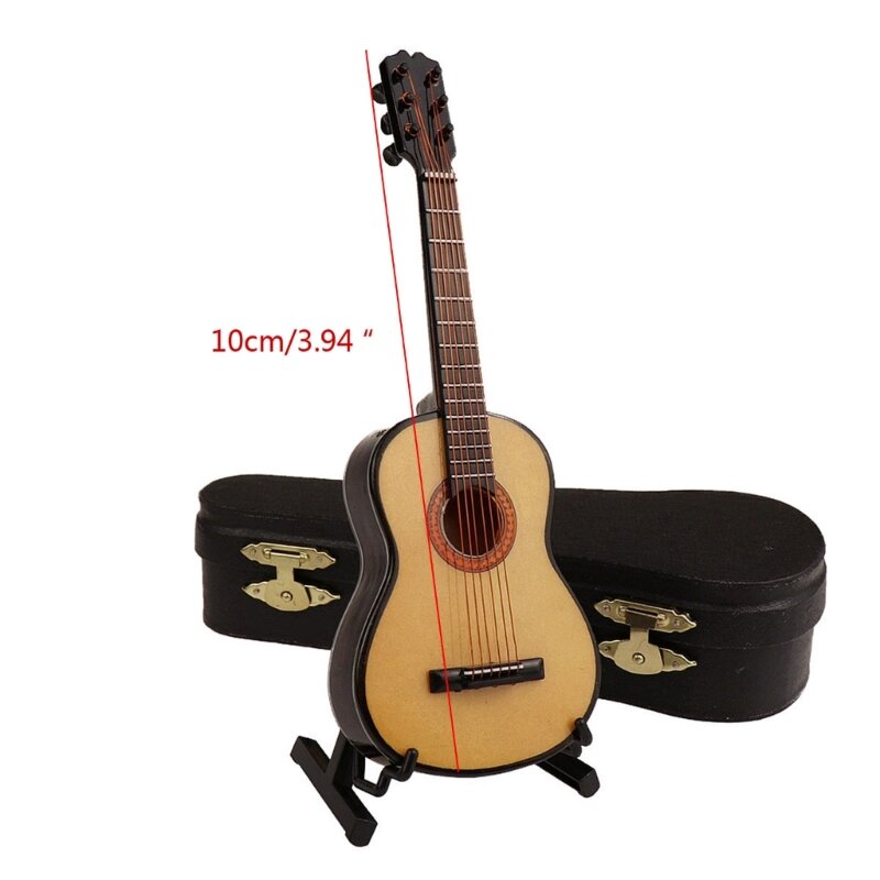 Model Gitar Hadiah Ulang Tahun Dekorasi Instrumen Mini Kayu Alat Peraga Fotografi Baru Lahir Ornamen Gitar Kayu Pedesaan P31B