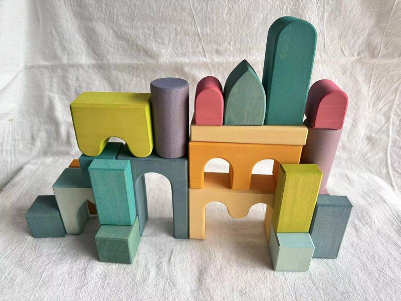 Детские деревянные игрушки Монтессори, пастельные скандинавские строительные блоки, Складывающийся крючком дом, радужные лесные деревья