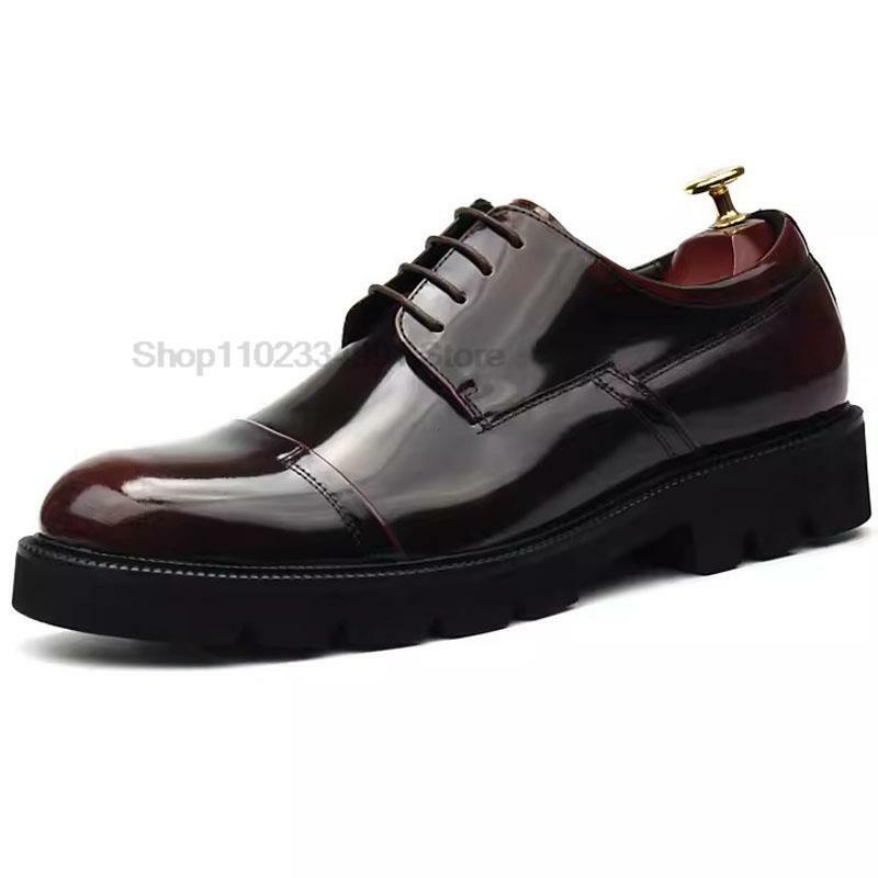 Sapato Oxford de couro genuíno masculino, brogue, casamento, festa, escritório, formal, feito à mão, com renda, vestido, alta qualidade