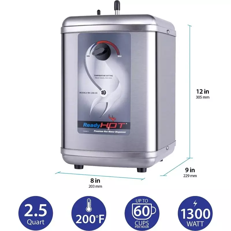 Sistema dispensador de agua caliente instantáneo, grifo monomando, Dial Manual, pulido, 41-RH-200-F570-CH, 2,5 cuartos