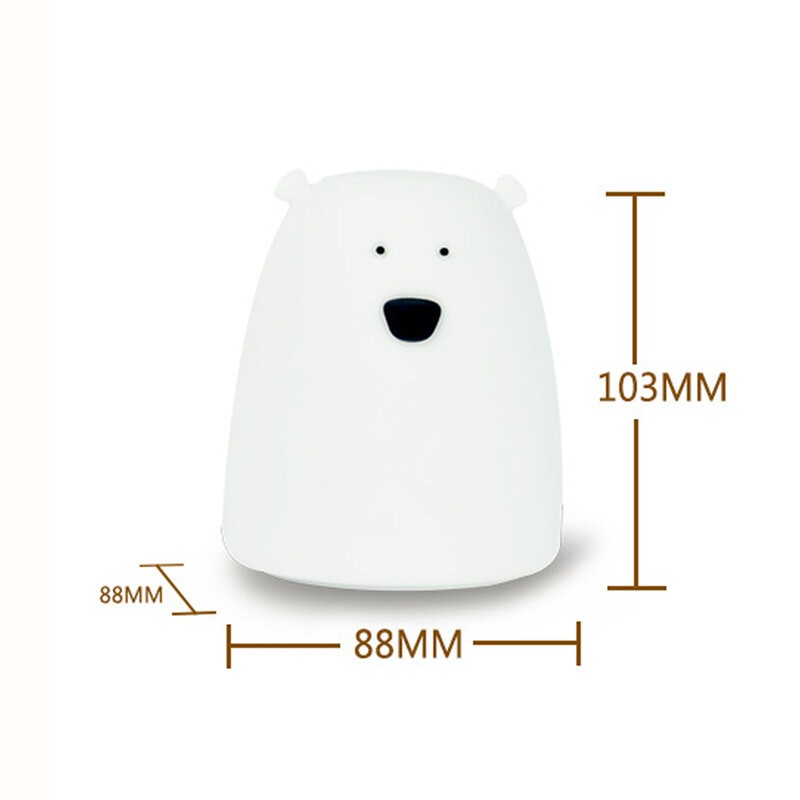 Mini White Bear Lamp With Color Light Household Room Bedside Lamp For Kids Children Adult Room