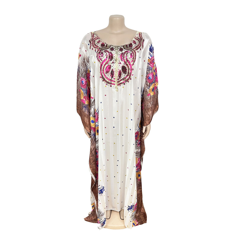 2023 New Middle East Beads stampato abito lungo allentato abito da donna africano donna 008 #