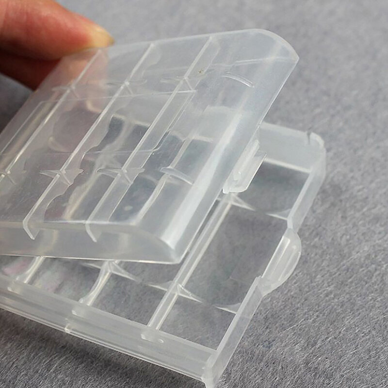 Kotak penyimpanan baterai plastik keras, 1 buah penutup wadah pelindung dengan klip untuk AA AAA kotak penyimpanan baterai tembus cahaya