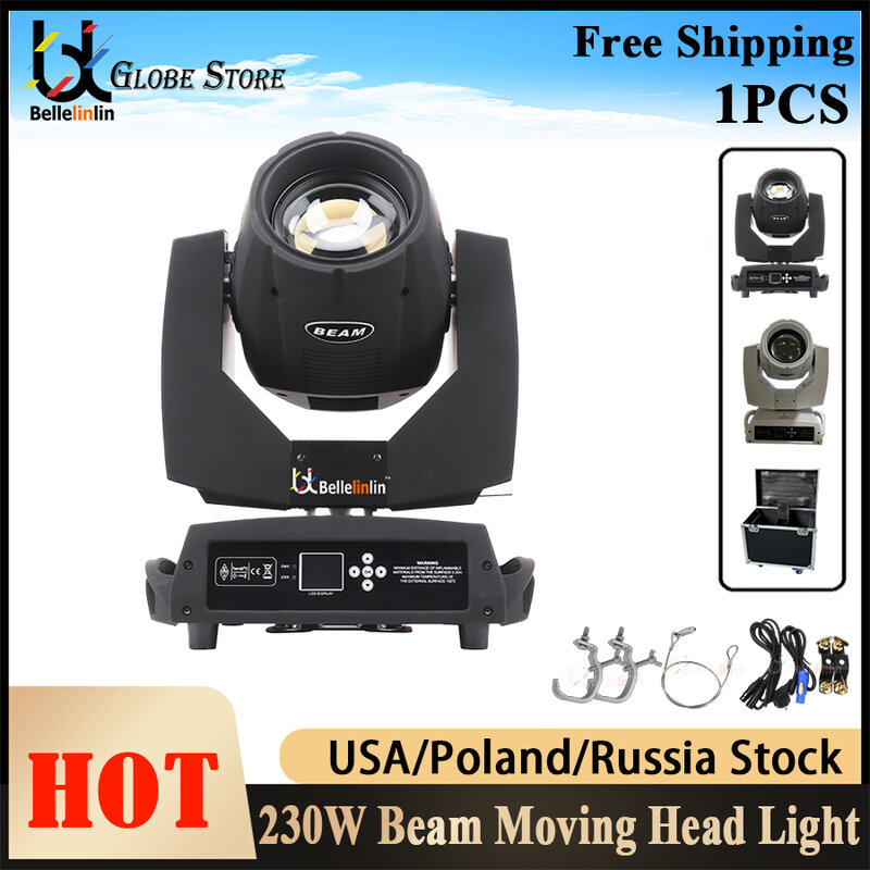1x Feixe de 230W 7R Moving Head Lighting Controller DJ Projector Disco Party Stage Control Com DMX Professional Stage Light