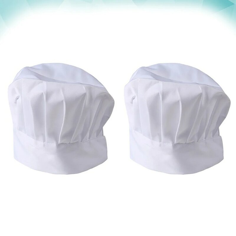 2 Pcs Fabric Chef Cap Chef's Hats Catering Work Polyester Fiber Food Baking Working Cap