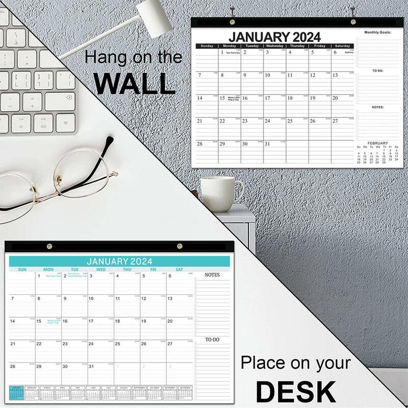 2023-2024 kalendarz ścienny planer wiszący 18 miesięcy wiszący ściana biurowa rok karteczki do notowania planowanie kalendarza T9I7