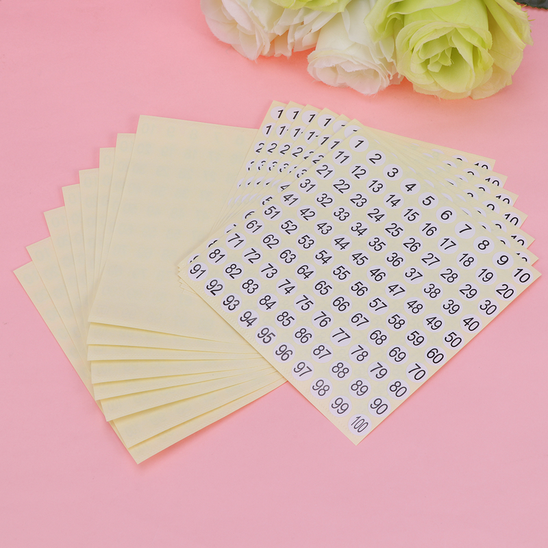 20 Sheets Number Sticker Round Self-adhesive Label Paper Number DIY Stickers