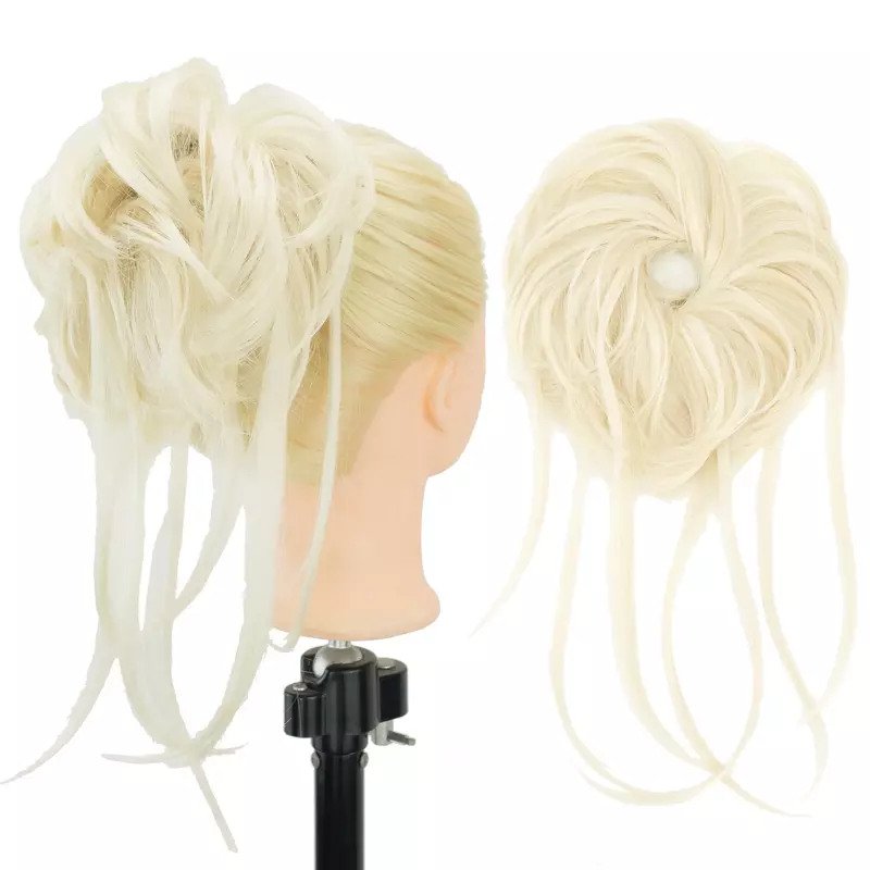 2PCS Messy Hair Bun Updo Long Scrunchies Wrap Ponytail Extension Wavy Hairpieces Chignon Headband
