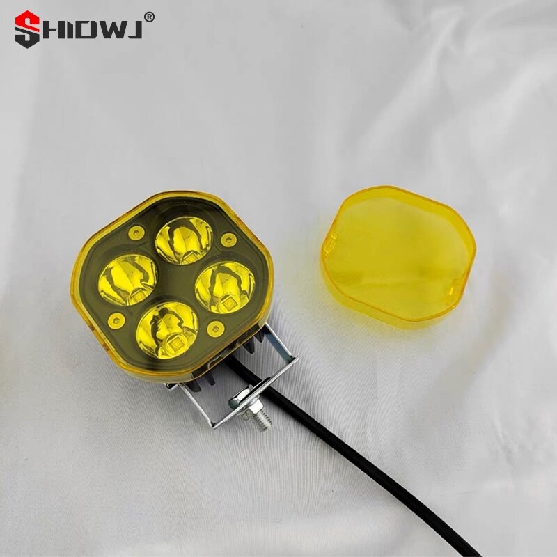 LED Work Light Cover para Fog Driving Lamp, Dustproof Cube, Amarelo, Preto Proteção Lens, 3 ", 40W Pods