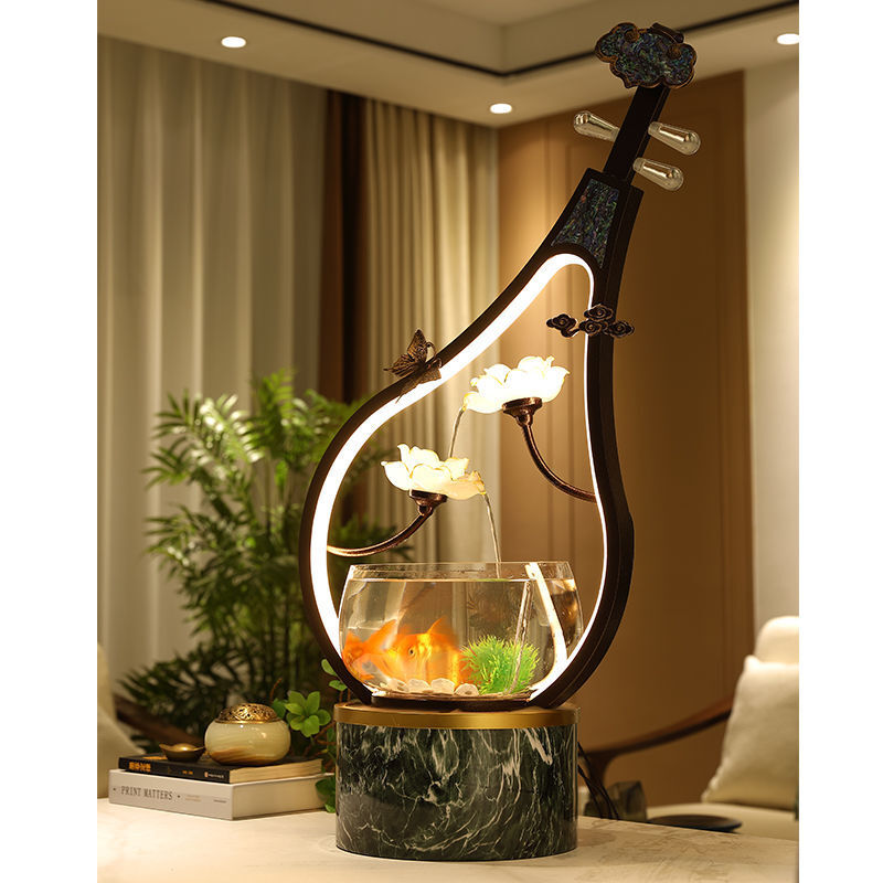 Lampada a LED Feng Shui in stile cinese, paesaggistica automatica per acquario, circolazione domestica, decorazione per nebulizzazione d'acqua che scorre, Living Ro
