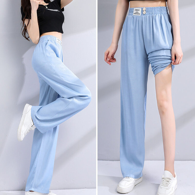 Women Summer Wide Leg Pants Elastic Waist Casual Jogger Pants Suitable for Formal Daily Party Ball