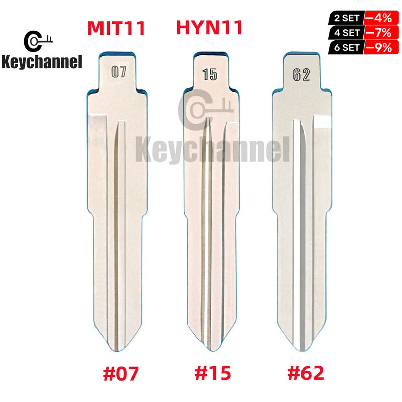 Keychannel 10 Buah Kunci Flip Pengganti #07 #15 #62 KD Key Blade LISHI MIT11 HYN11 untuk Mitsubishi Lancer Galant Outlander Key Blank