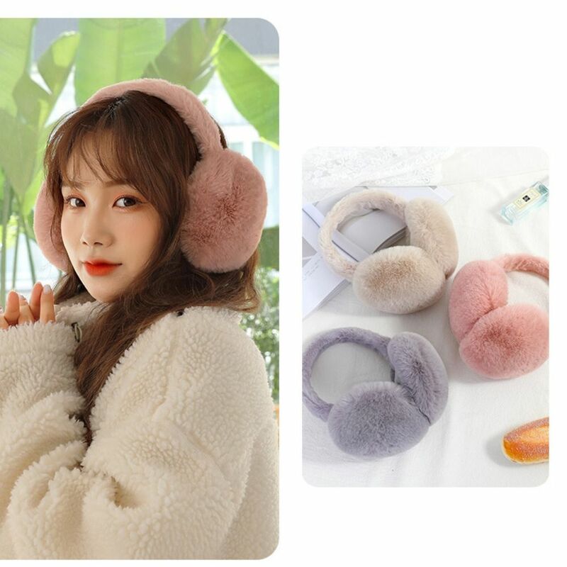 Solid Color Plush Ear Warmer New Ear Cover Outdoor Cold Protection Winter Warm Earmuffs Ear-Muffs Soft Folding Earflap Women