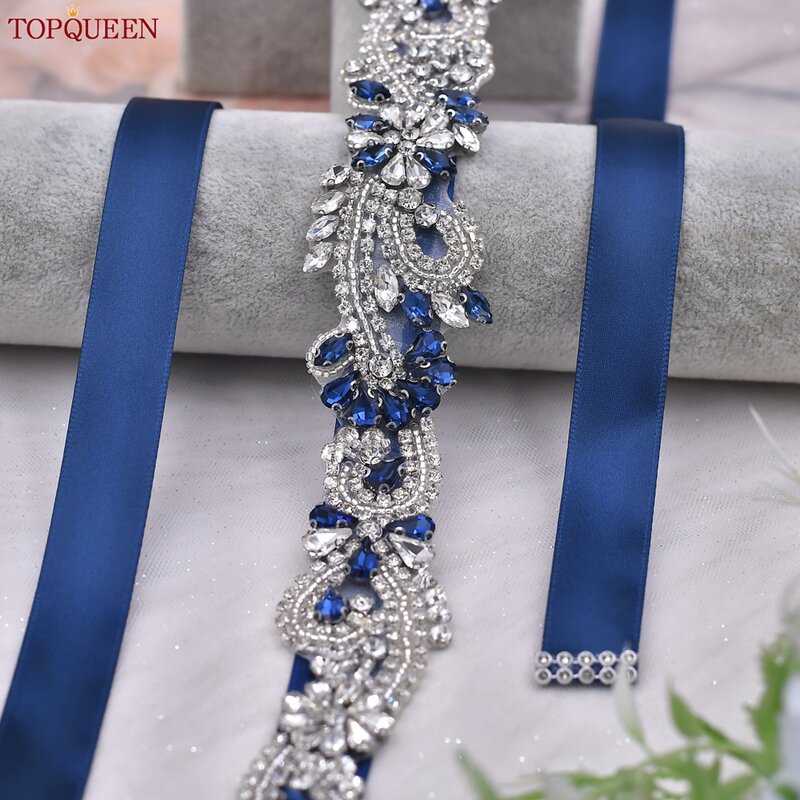 TOPQUEEN sabuk Pernikahan berlian selempang sabuk pengantin dengan berlian buatan baru sabuk selempang tipis sabuk Barat sabuk pernikahan untuk wanita S106-ML