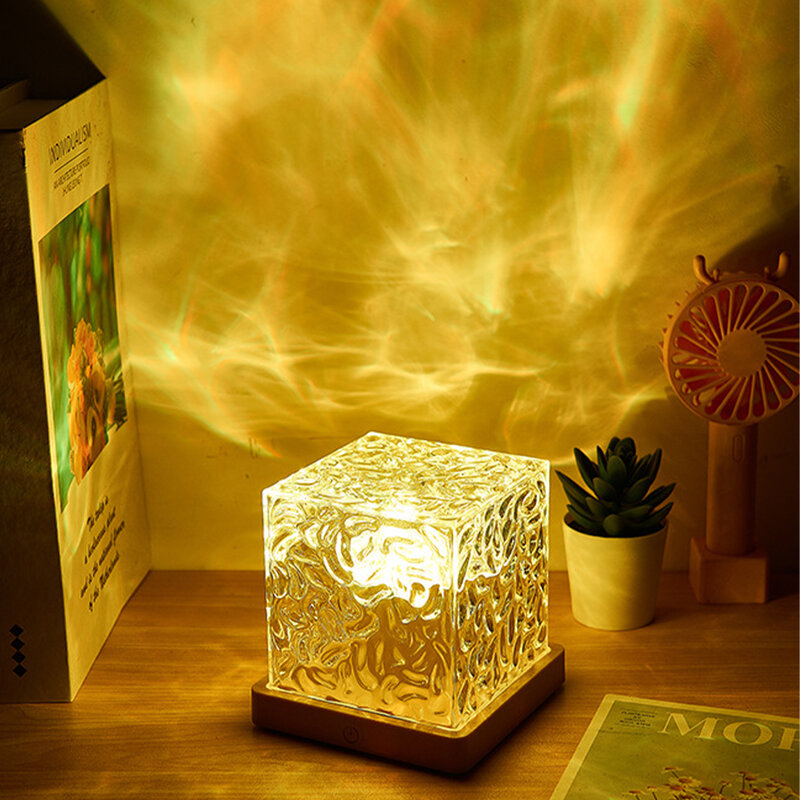 Water Ripple Projector Water Ripple Projector Night Light 16 Colors Flame Crystal Lamp Home Houses Decoration Sunset Lights Gift