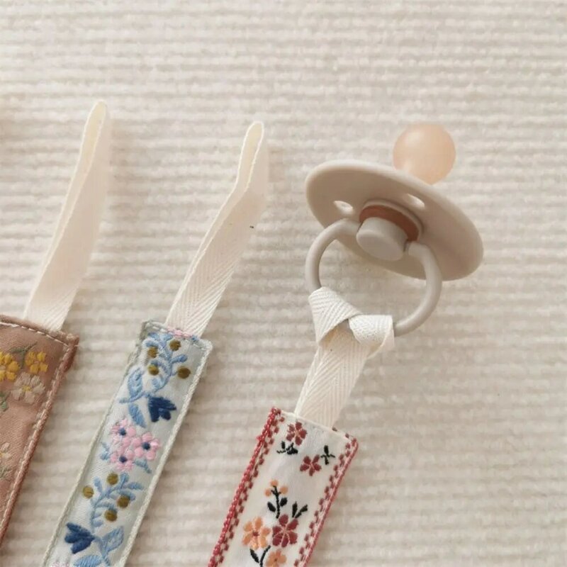 Cadena de chupete de tela de bebé de estilo étnico, mordedor Floral, juguetes, correas, soporte para pezones, Clips ajustables, soporte para chupete