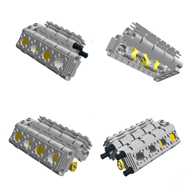 Bloques de construcción V6 V8 V12, motor dinámico, pistón, piezas técnicas, modelo de bloques de construcción MOC, coches de alta tecnología