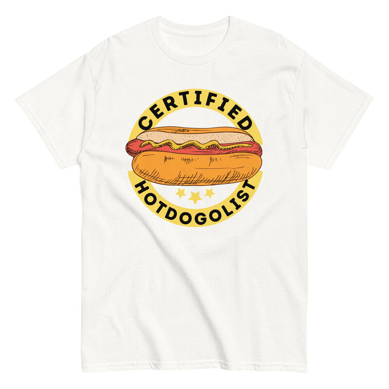 Hotdogolist camiseta masculina, Hot Dog Lover Tee, Certificado