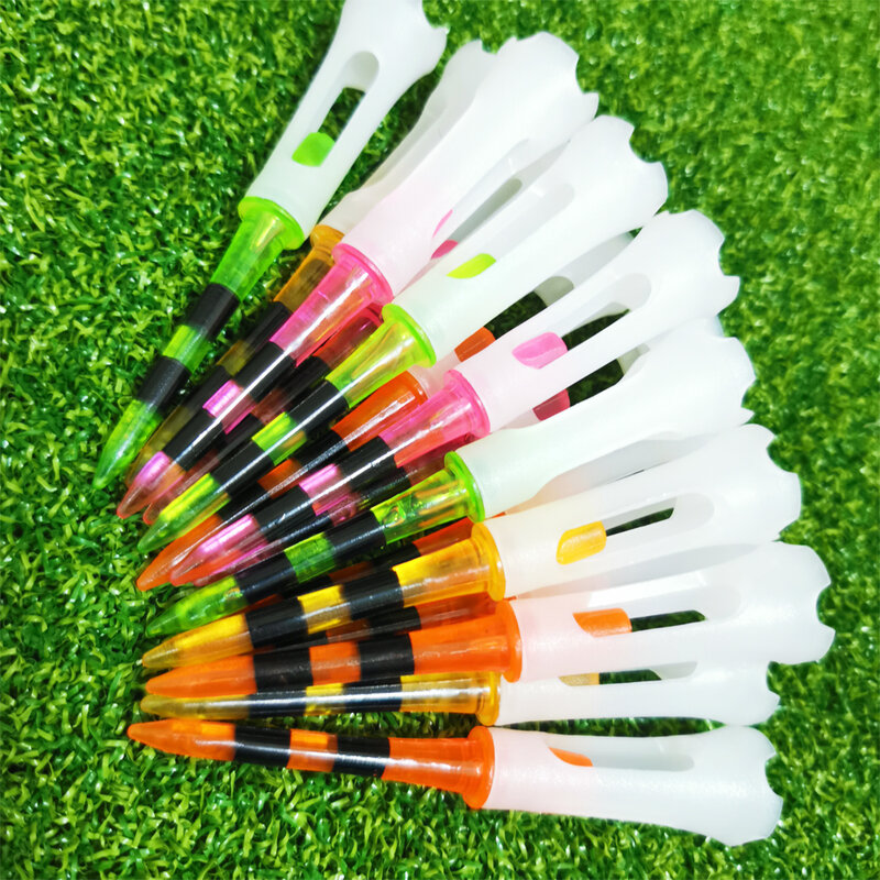 30Pcs Golf Tees Rubber Low Resistance High Quality Plastic 83MM Golf Tee Durable Four Color Black Stripes