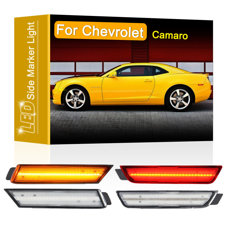 4 sztuk przezroczyste soczewki przednie bursztynowe tylne czerwone światła obrysowe LED montowanie lampy dla Chevrolet Camaro 2010-2015 światła parkowania