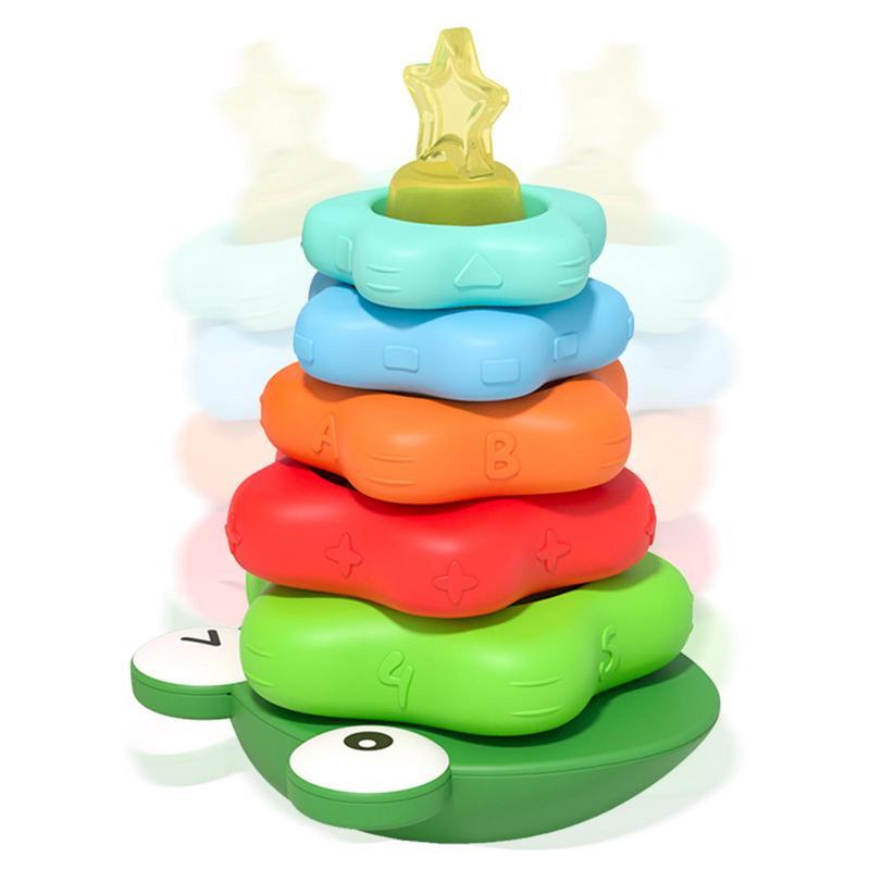 Arcobaleno impilabile anello torre Stapelring bambini giocattoli Montessoris educazione precoce sussidi didattici legno giocattoli per bambini pila regalo