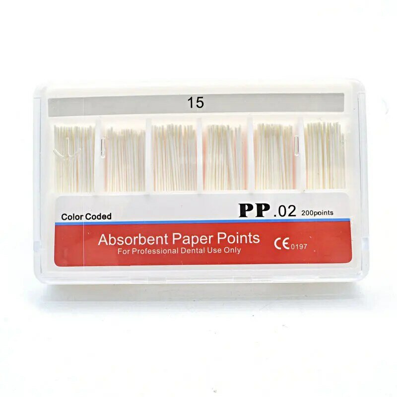 Puntos de papel Dental 0,02 cónico, Materiales Dentales absorbentes, Papel de fibra de algodón puro de fuerte absorción