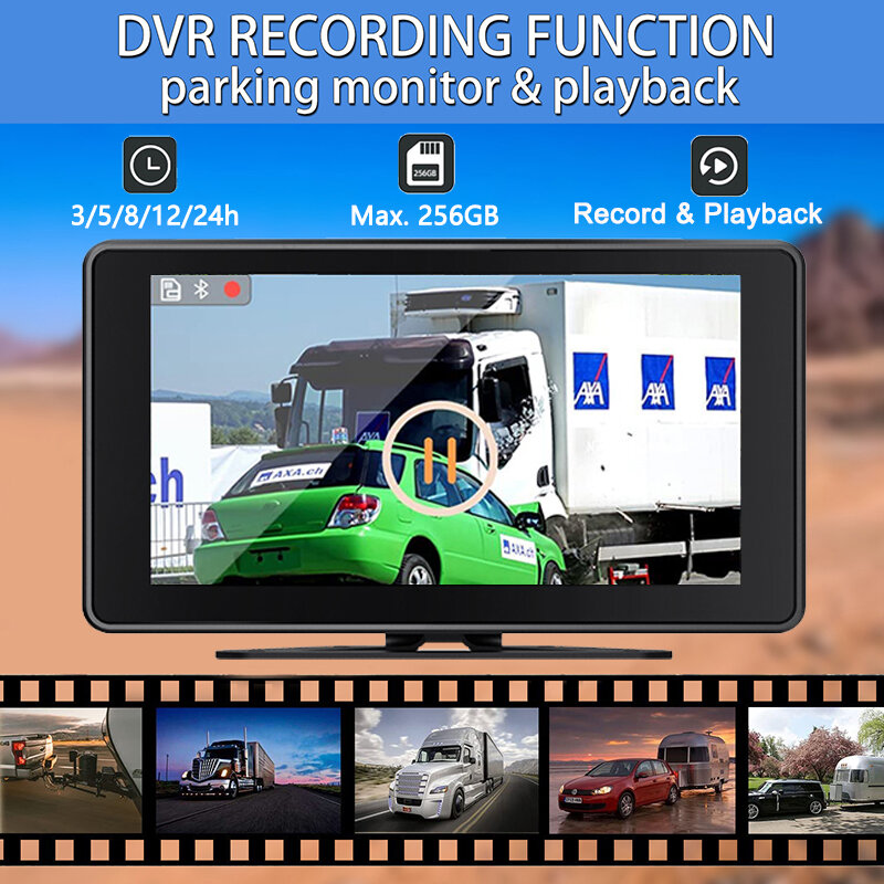 10.1 calowy ekran dotykowy samochód/RV/autobus/ciężarówka AHD Monitor systemu 1080P pojazd kamera telewizji przemysłowej HD noktowizor rejestrator parkowania cofania