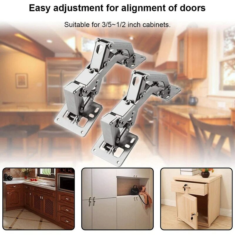 2 pces americano face frame escondido dobradiças, 170 graus porta do armário de cozinha macio fechamento completa sobreposição